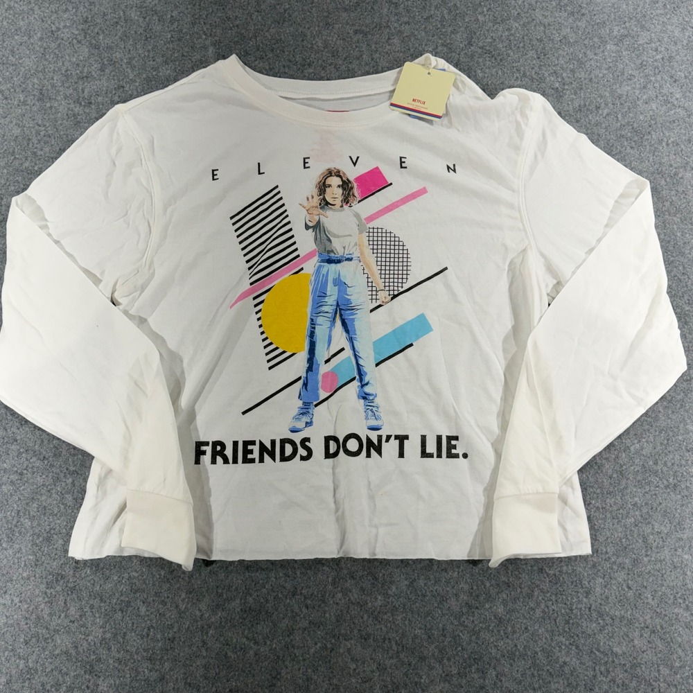 Stranger Things Eleven Friends Don't Lie Long Sleeve Graphic T-Shirt White XXL